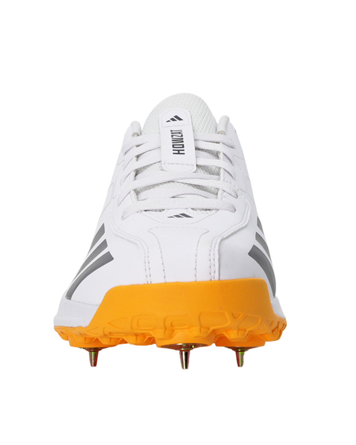 Adidas JQ8550 Howzat Cricket Shoes - Steel Spikes - White/Aurora Onix/Lucid Tangerine