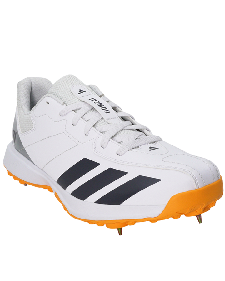 Adidas JQ8550 Howzat Cricket Shoes - Steel Spikes - White/Aurora Onix/Lucid Tangerine