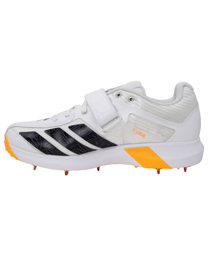 Adidas JQ8553 Adipower Vector 20 Cricket Shoes - Steel Spikes - White/Aurora Onix/Lucid Tangerine