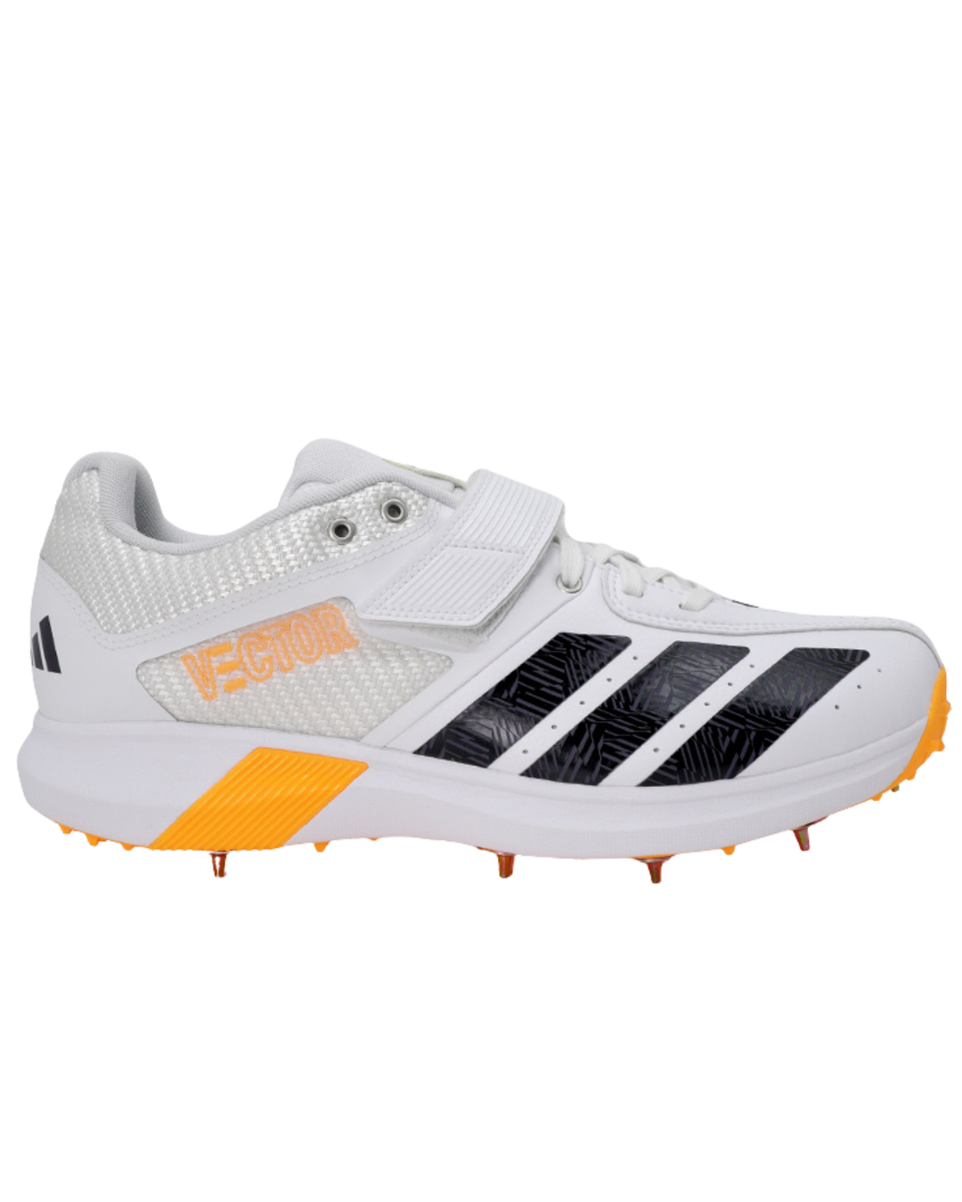 Adidas JQ8553 Adipower Vector 20 Cricket Shoes - Steel Spikes - White/Aurora Onix/Lucid Tangerine