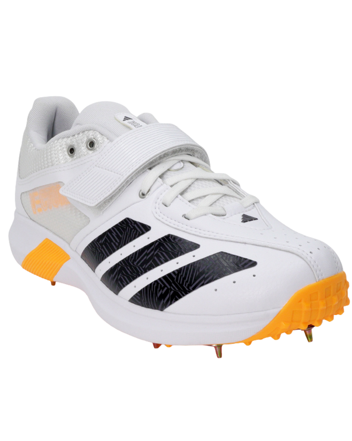 Adidas JQ8553 Adipower Vector 20 Cricket Shoes - Steel Spikes - White/Aurora Onix/Lucid Tangerine
