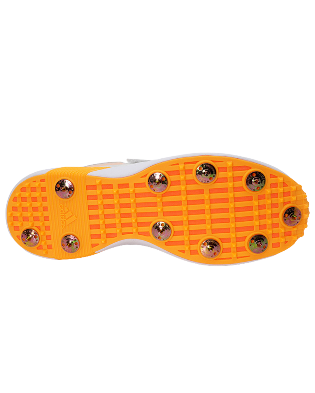 Adidas JQ8553 Adipower Vector 20 Cricket Shoes - Steel Spikes - White/Aurora Onix/Lucid Tangerine