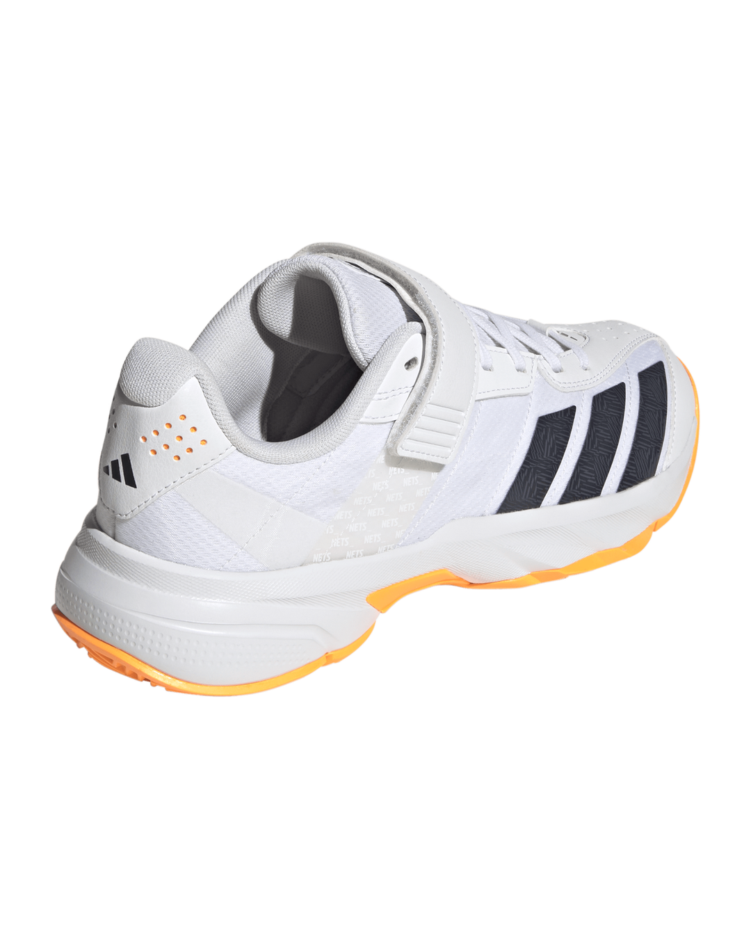 Adidas IH9754 22YDS Nets Cricket Shoes - Rubber Spikes - White/Aurora Onix/Lucid Tangerine