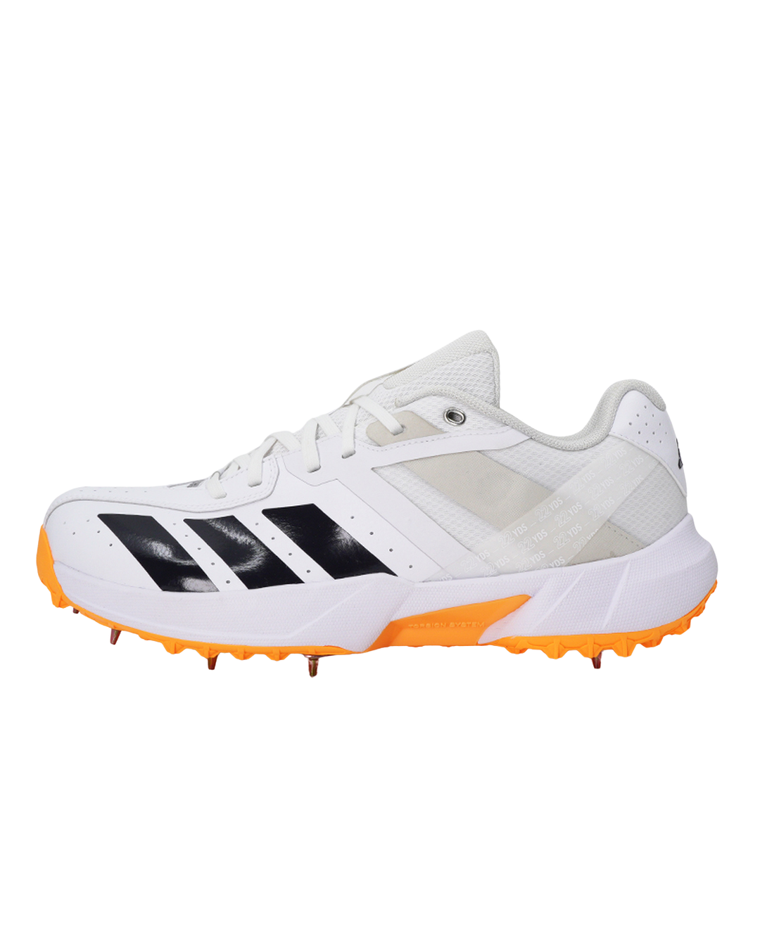 Adidas JQ8544 22YDS Incurza Cricket Shoes - Steel Spikes - White/Aurora Onix/Lucid Tangerine