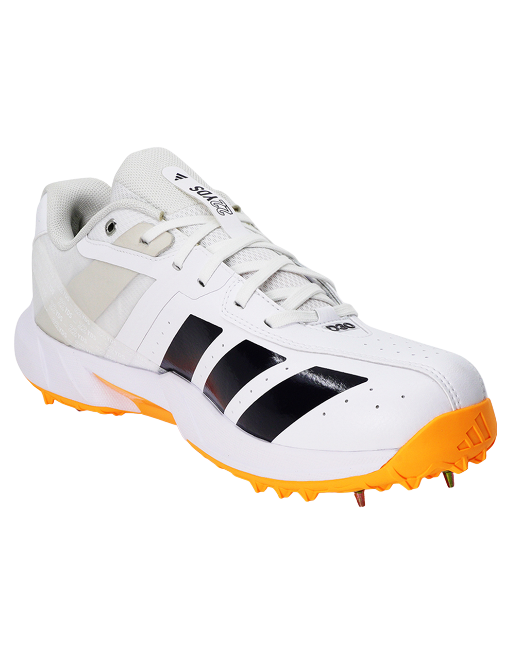 Adidas JQ8544 22YDS Incurza Cricket Shoes - Steel Spikes - White/Aurora Onix/Lucid Tangerine