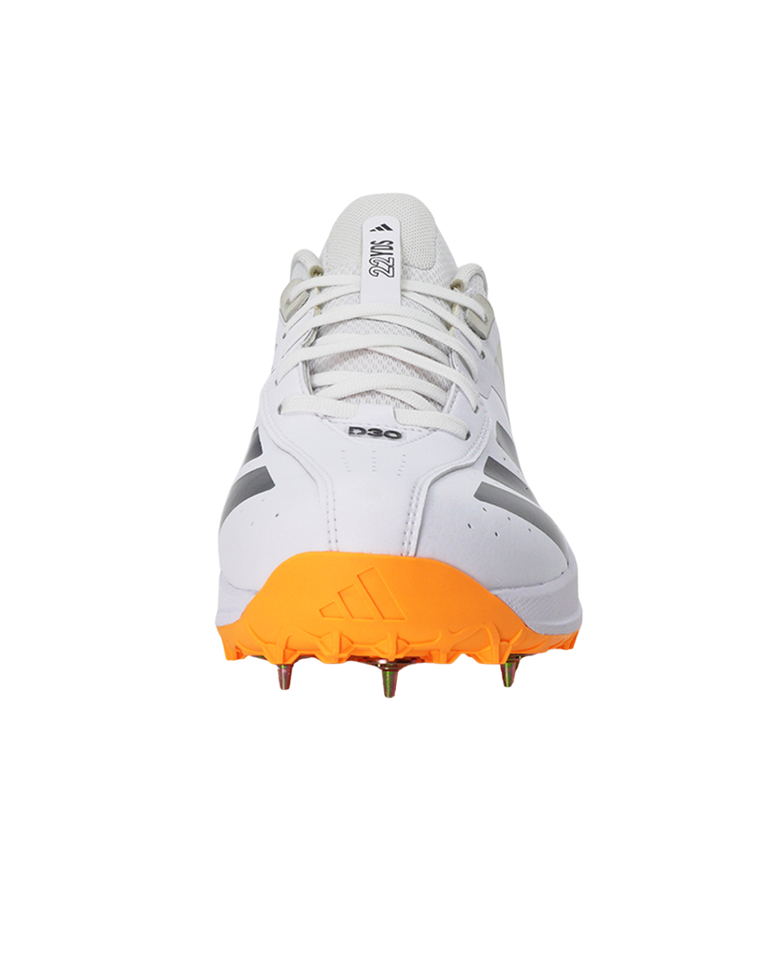 Adidas JQ8544 22YDS Incurza Cricket Shoes - Steel Spikes - White/Aurora Onix/Lucid Tangerine