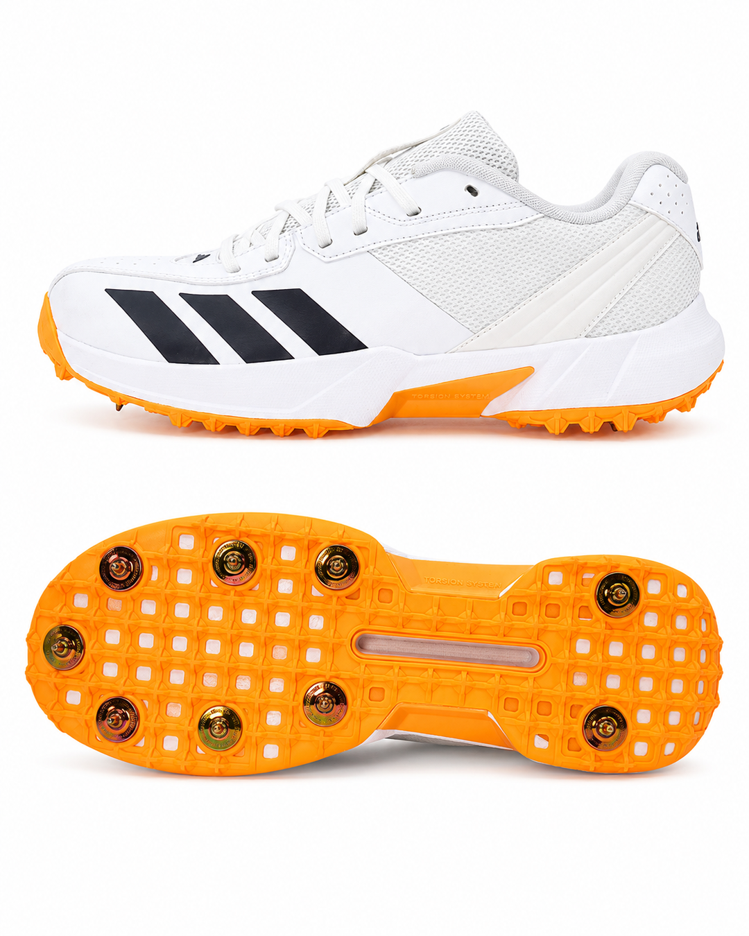 Adidas JQ8542 22 YDS - Rubber Cricket Shoes - White/Aurora Onix/Lucid Tangerine