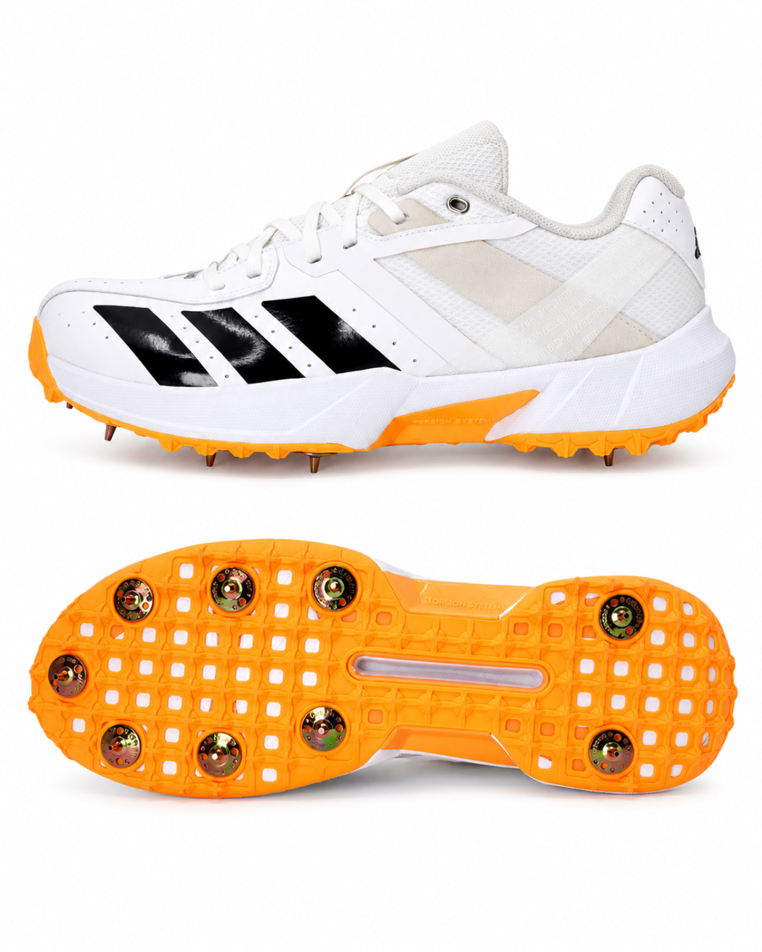Adidas JQ8544 22YDS Incurza Cricket Shoes - Steel Spikes - White/Aurora Onix/Lucid Tangerine