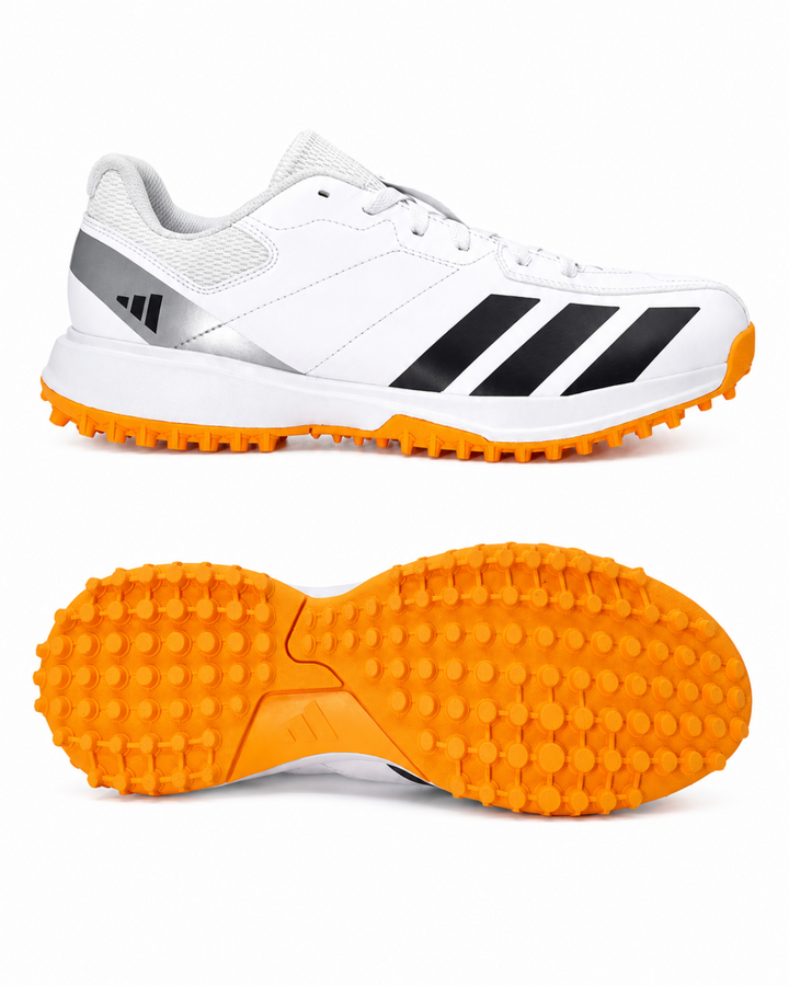 Adidas JQ8547 Howzat - Rubber Cricket Shoes - White/Aurora Onix/Lucid Tangerine