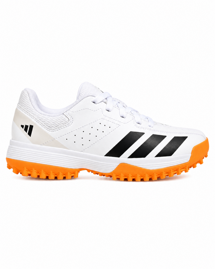 Adidas KH6540 Howzat Junior - Rubber Cricket Shoes - White/Aurora Grey/Lucid Tangerine
