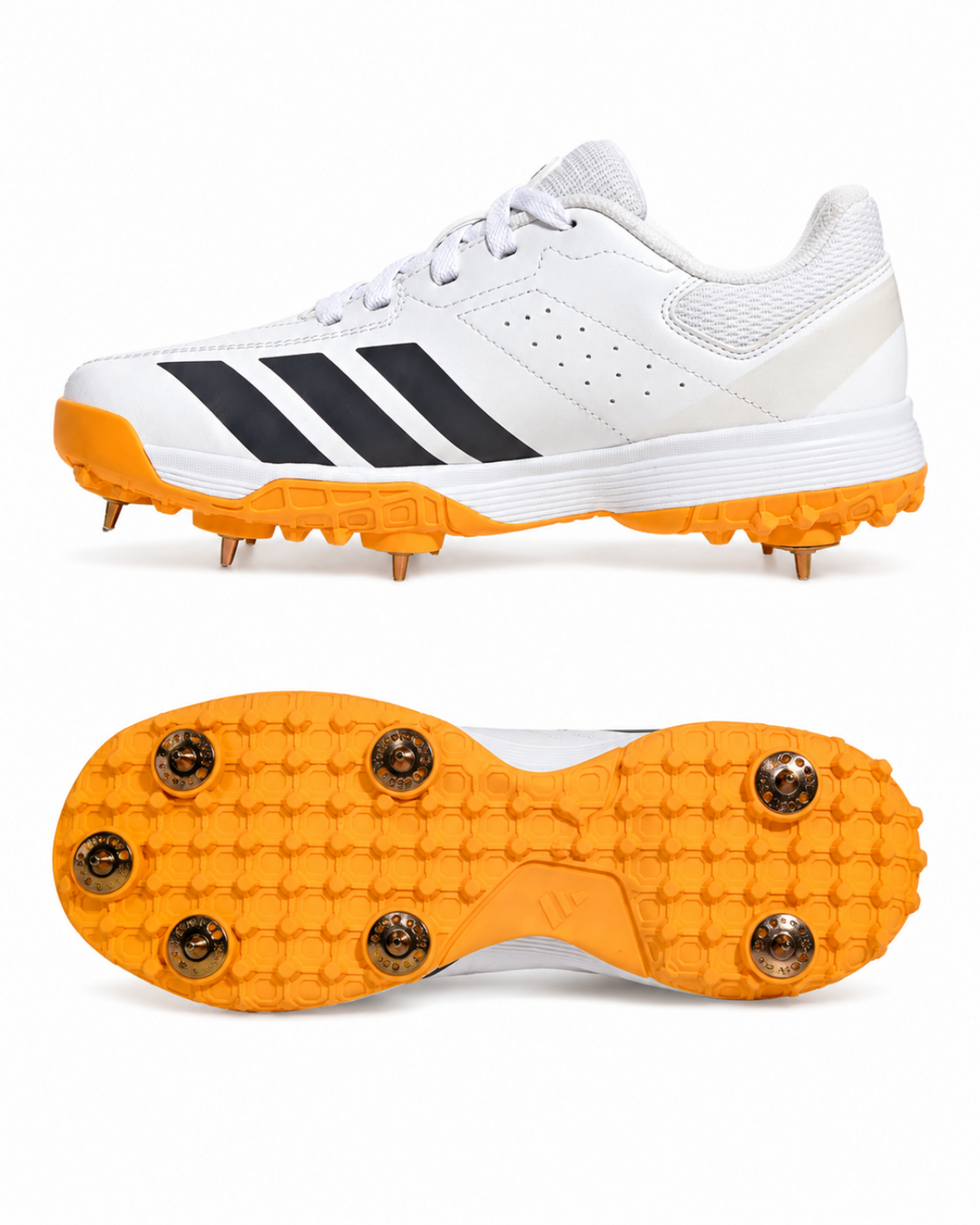 Adidas Howzat KH8339 Junior Cricket Shoes - Steel Spikes - White/Aurora Grey/Lucid Tangerine