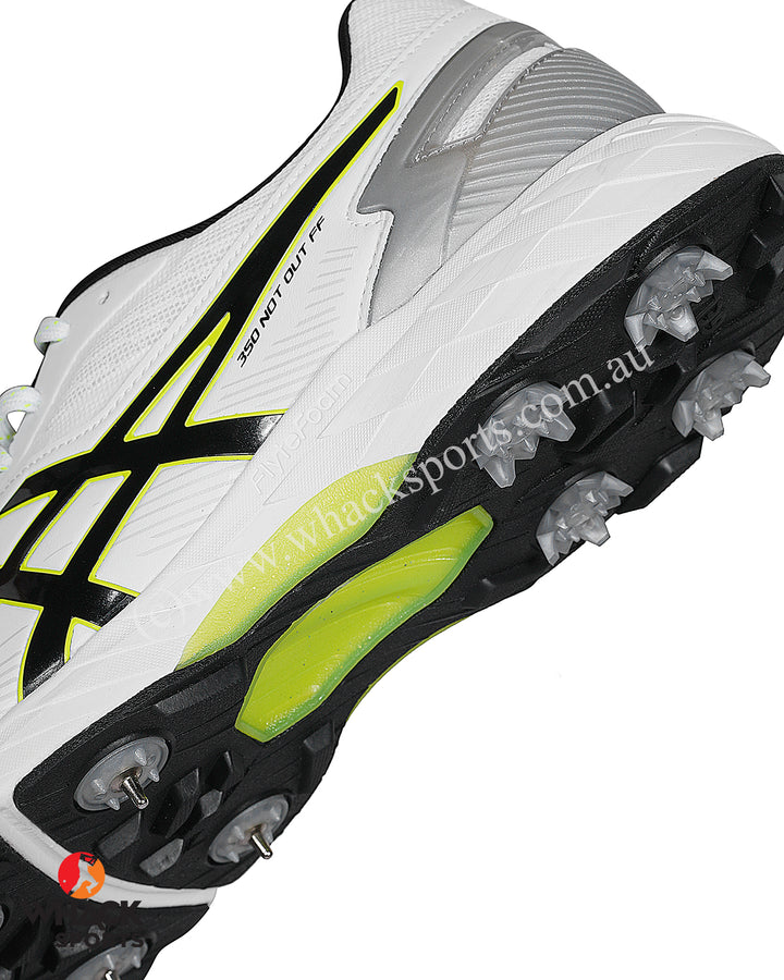 ASICS Gel 350 Not Out Cricket Shoes - Steel Spikes - White/Black
