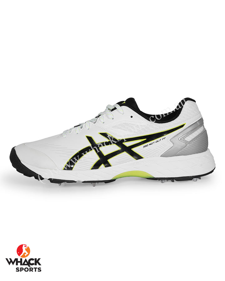ASICS Gel 350 Not Out Cricket Shoes - Steel Spikes - White/Black