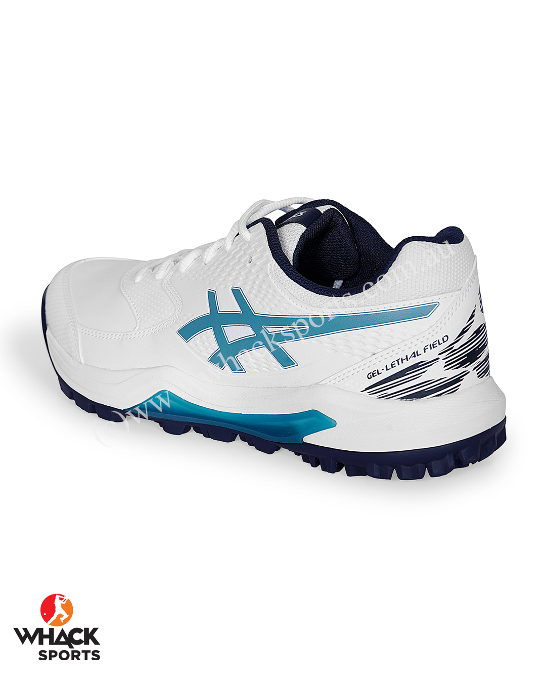 ASICS Gel Lethal Field - Rubber Cricket Shoes - White/Atlantis Blue