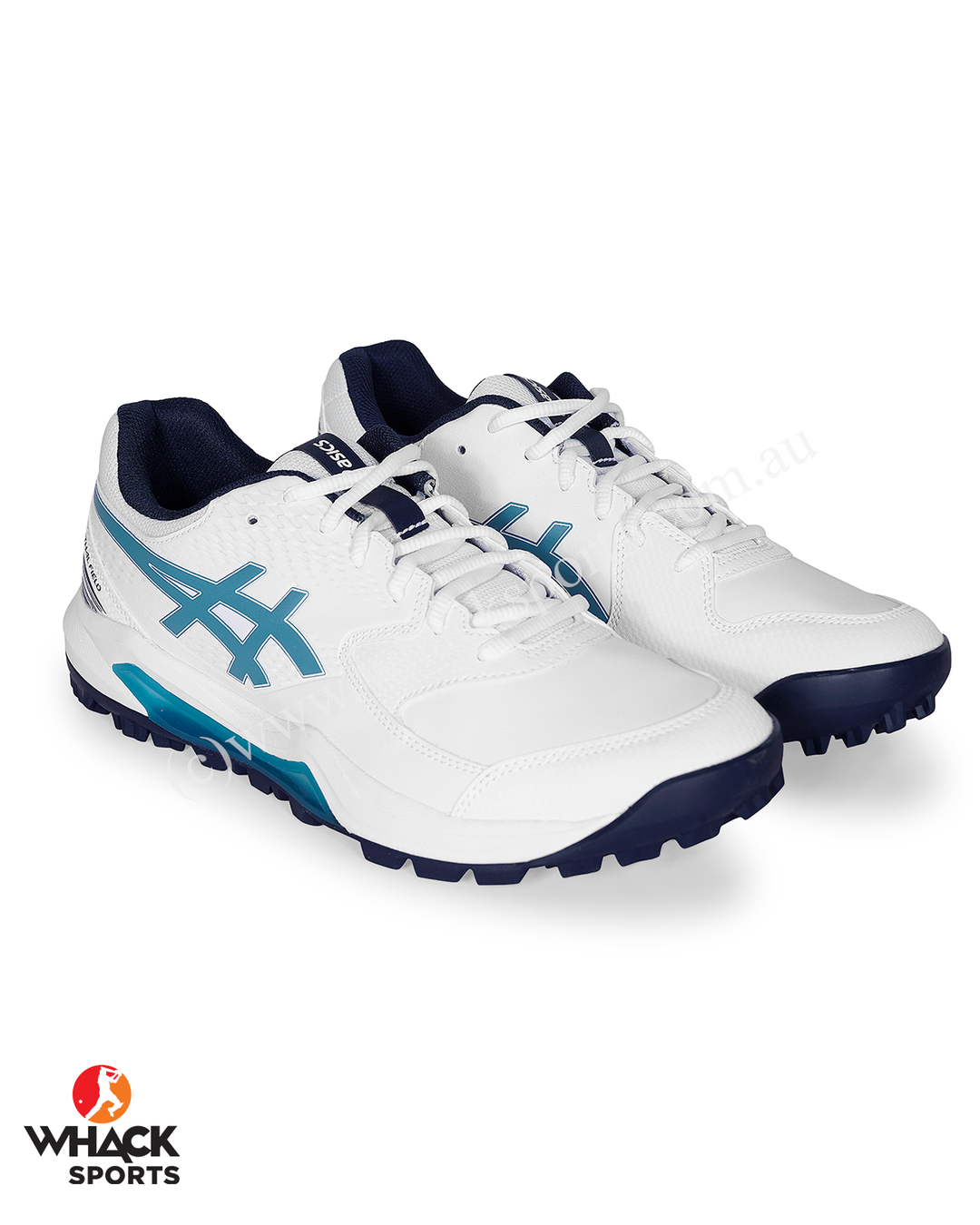 ASICS Gel Lethal Field - Rubber Cricket Shoes - White/Atlantis Blue