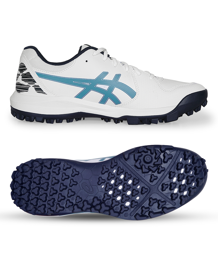 ASICS Gel Lethal Field - Rubber Cricket Shoes - White/Atlantis Blue