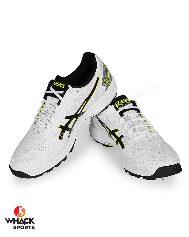 ASICS Strike Rate Cricket Shoes - Steel Spikes - White/Black