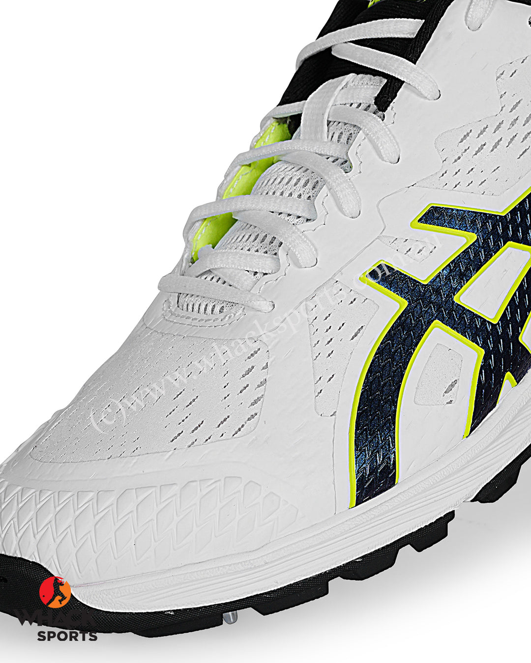 ASICS Strike Rate Cricket Shoes - Steel Spikes - White/Black