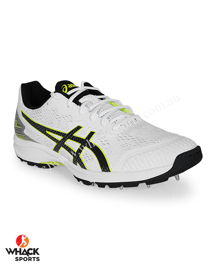 ASICS Strike Rate Cricket Shoes - Steel Spikes - White/Black