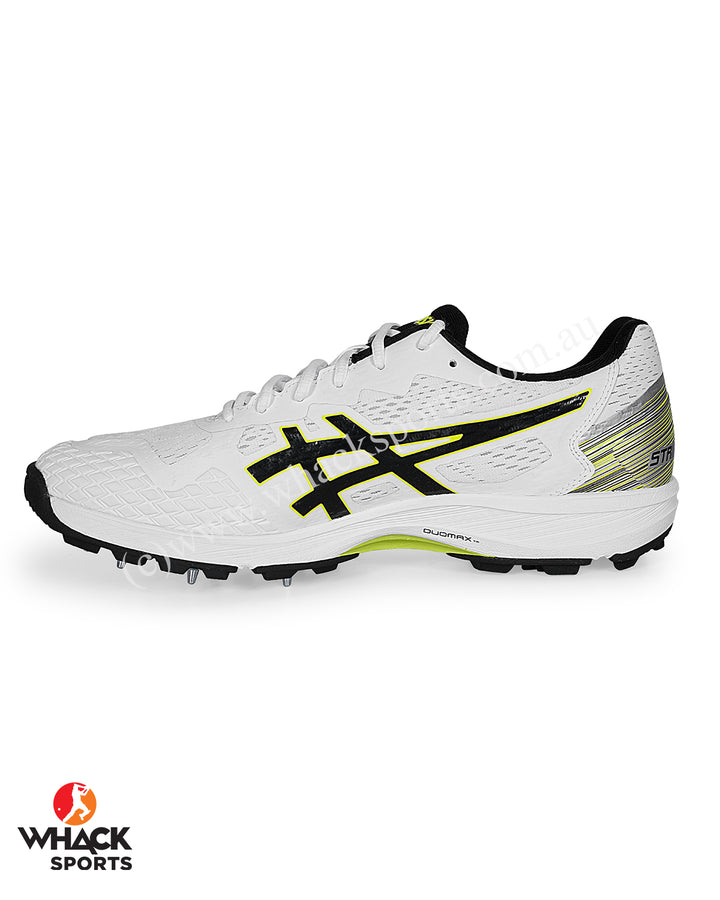 ASICS Strike Rate Cricket Shoes - Steel Spikes - White/Black