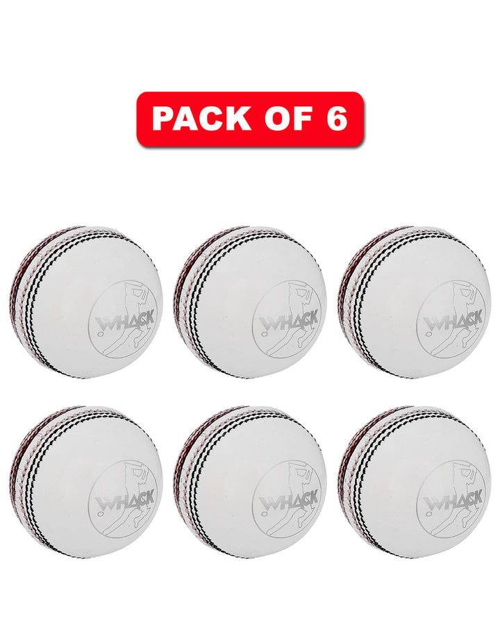 WHACK 2 Piece County Leather Cricket Ball Bundle - 142gm - Red/White - Pack of 6x or 12x
