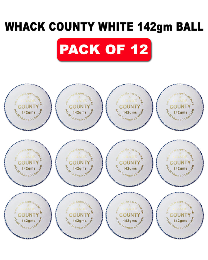 WHACK 2pc County Leather Cricket Ball Bundle - 142gm - Pack of 6x or 12x