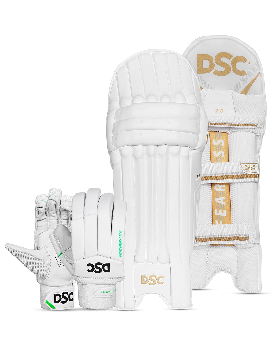 DSC Feather Lite Batting Pads and Gloves Bundle - Junior