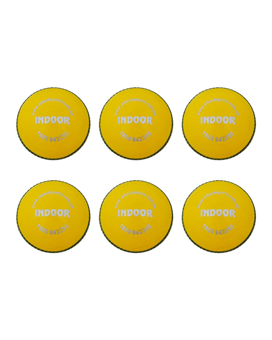 WHACK Indoor Leather Cricket Ball Bundle - Yellow - Pack of 6x or 12x