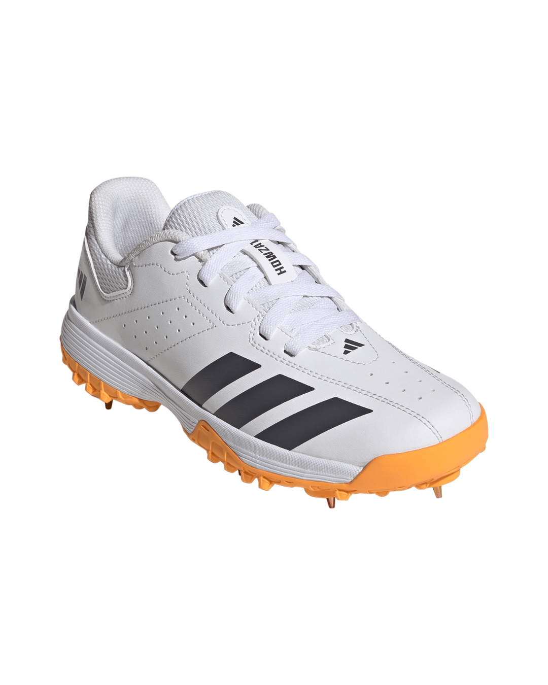 Adidas Howzat KH8339 Junior Cricket Shoes - Steel Spikes - White/Aurora Grey/Lucid Tangerine