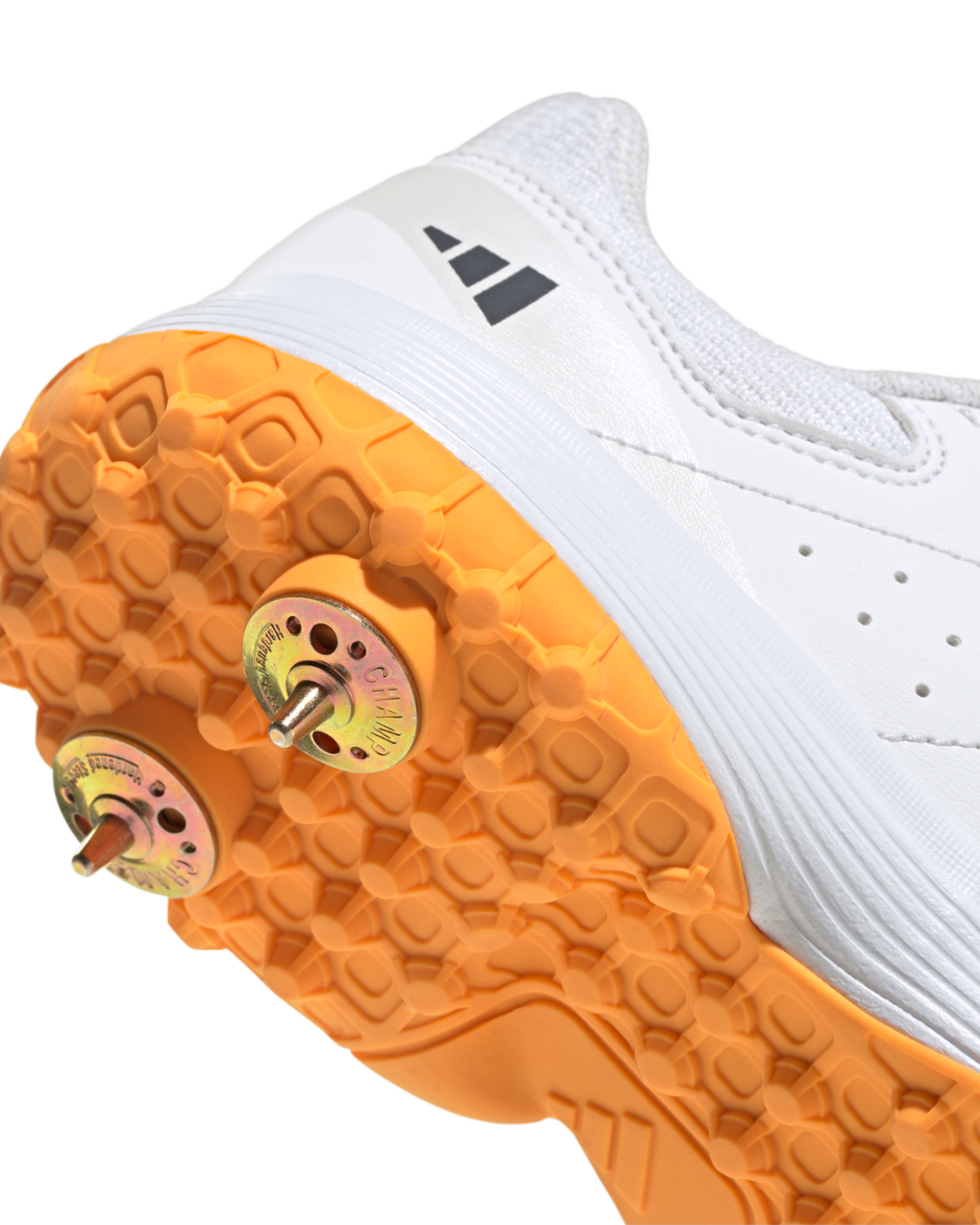 Adidas Howzat KH8339 Junior Cricket Shoes - Steel Spikes - White/Aurora Grey/Lucid Tangerine