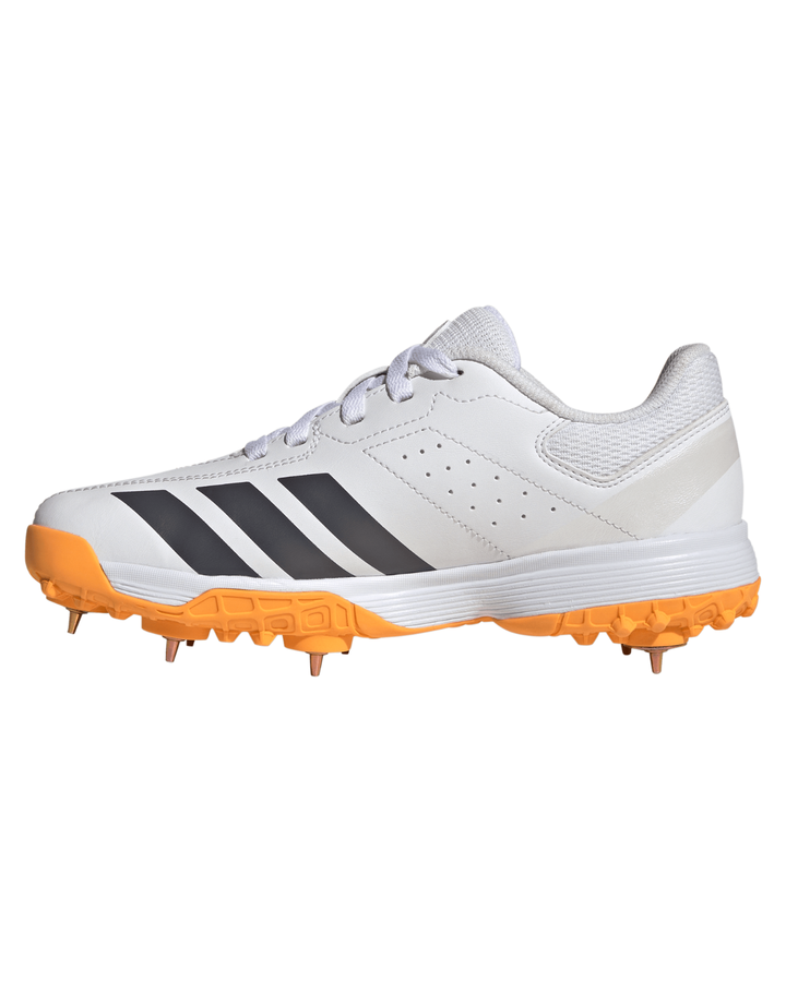 Adidas Howzat KH8339 Junior Cricket Shoes - Steel Spikes - White/Aurora Grey/Lucid Tangerine