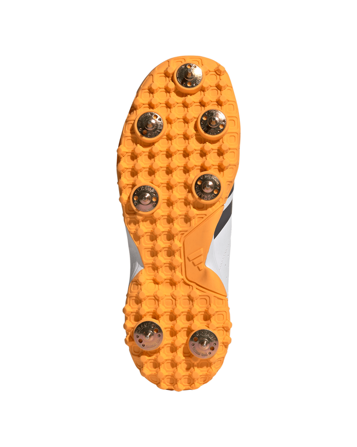 Adidas Howzat KH8339 Junior Cricket Shoes - Steel Spikes - White/Aurora Grey/Lucid Tangerine