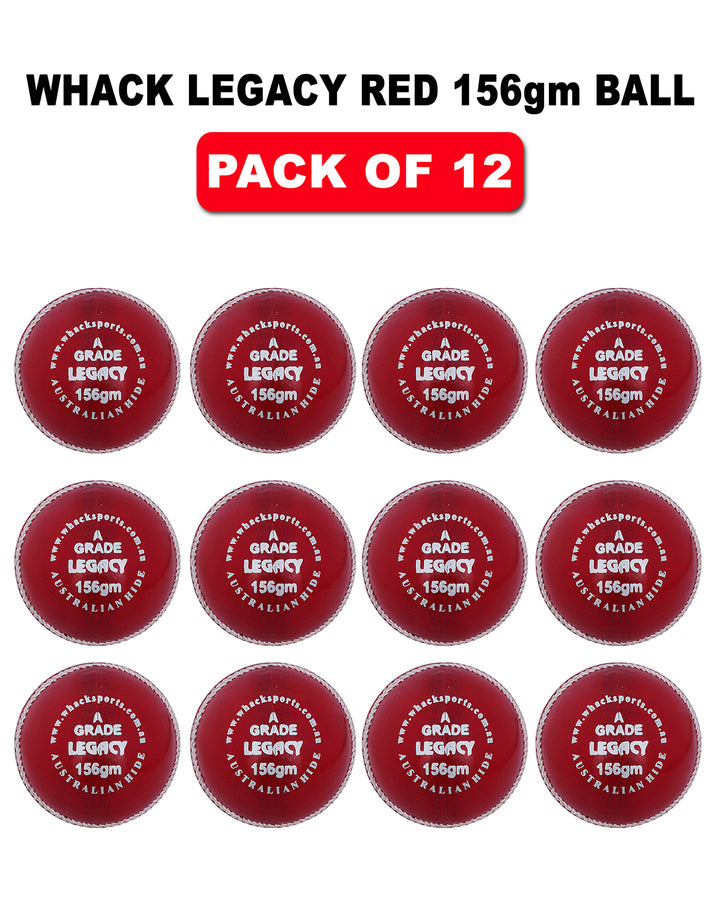 WHACK 4pc Legacy Leather Cricket Ball Bundle - 156gm - Pack of 6x or 12x