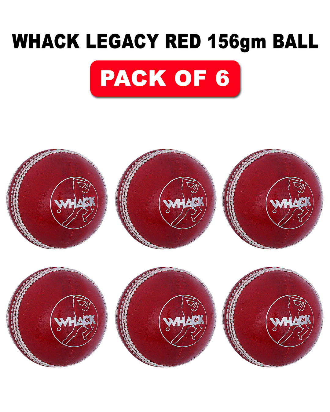 WHACK 4pc Legacy Leather Cricket Ball Bundle - 156gm - Pack of 6x or 12x