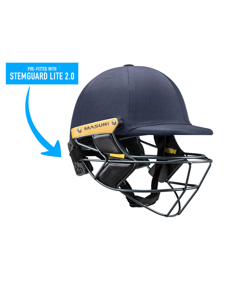 Masuri E Line Stainless Steel Cricket Batting Helmet with Neck Guard - Senior, fitted with rear neck guard