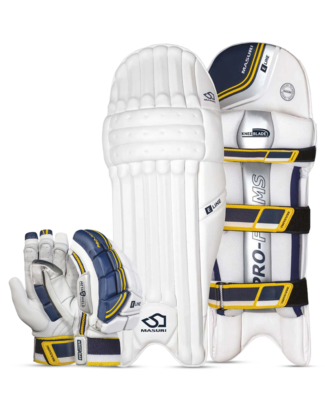 Masuri E Line Batting Pads and Gloves Bundle - Adult