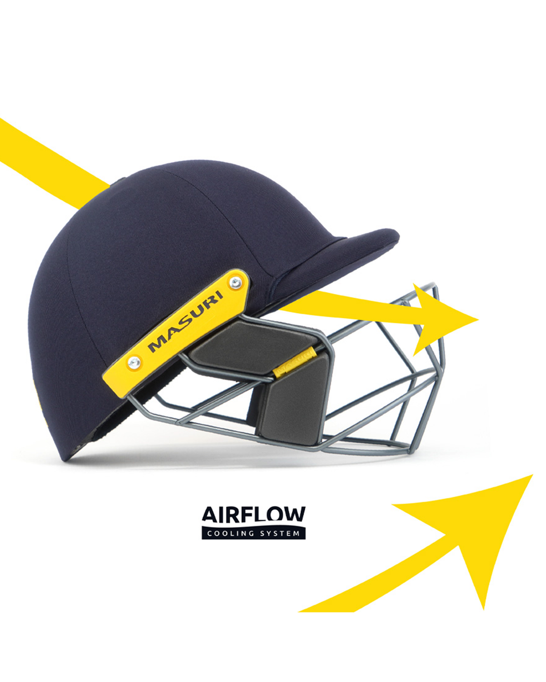 Masuri T Line Stainless Steel Cricket Batting Helmet with Neck Guard - Youth, fitted with rear neck guard
