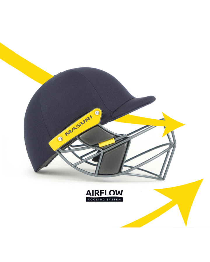 Masuri T Line Stainless Steel Cricket Batting Helmet with Neck Guard - Senior, fitted with rear neck guard