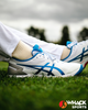 ASICS Gel 350 Not Out Cricket Shoes - Steel Spikes - White/Tuna Blue