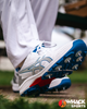 ASICS Gel 350 Not Out Cricket Shoes - Steel Spikes - White/Tuna Blue