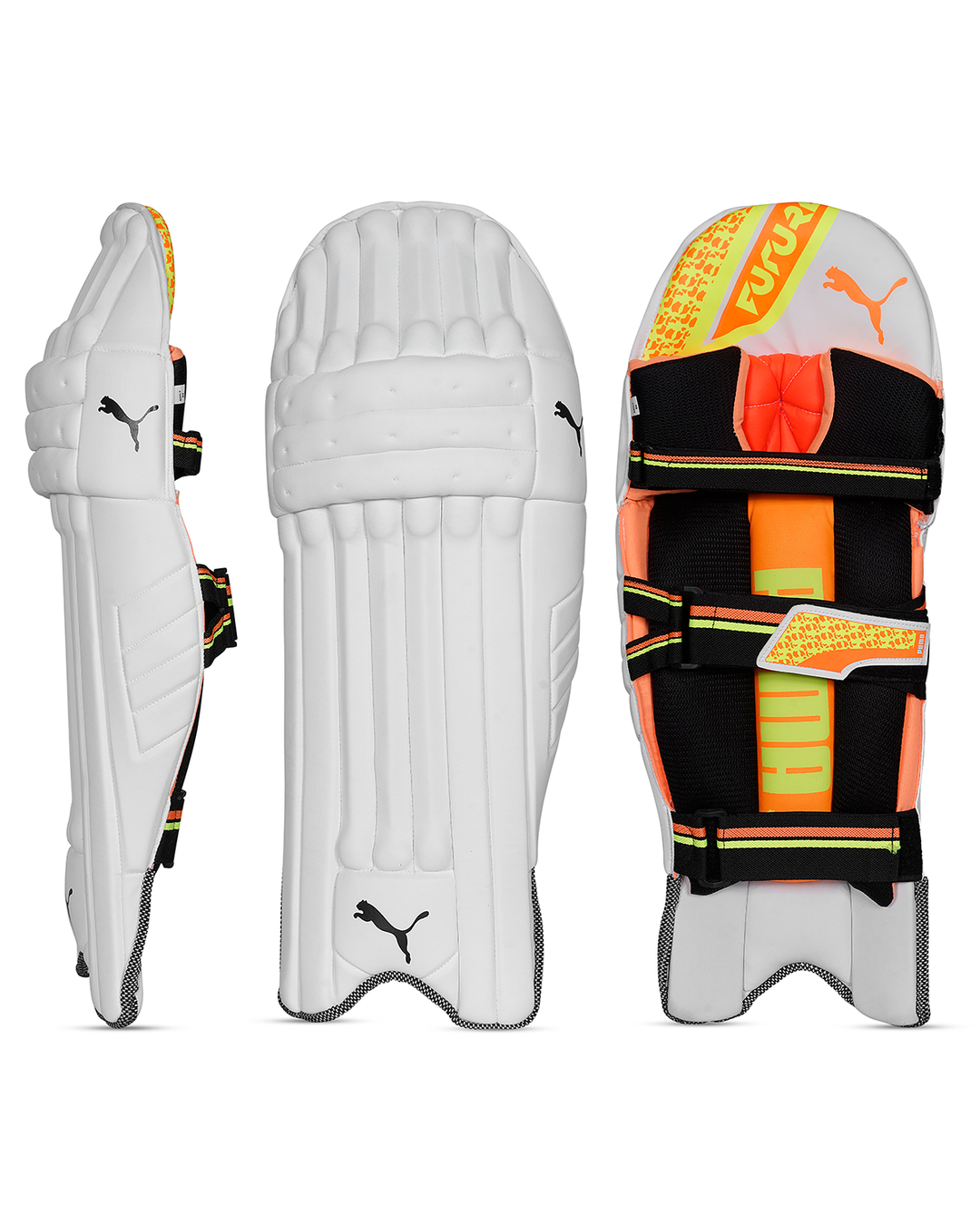 Puma Future 1.1 Cricket Batting Pads - Adult - Fast Yellow - Ultra Orange