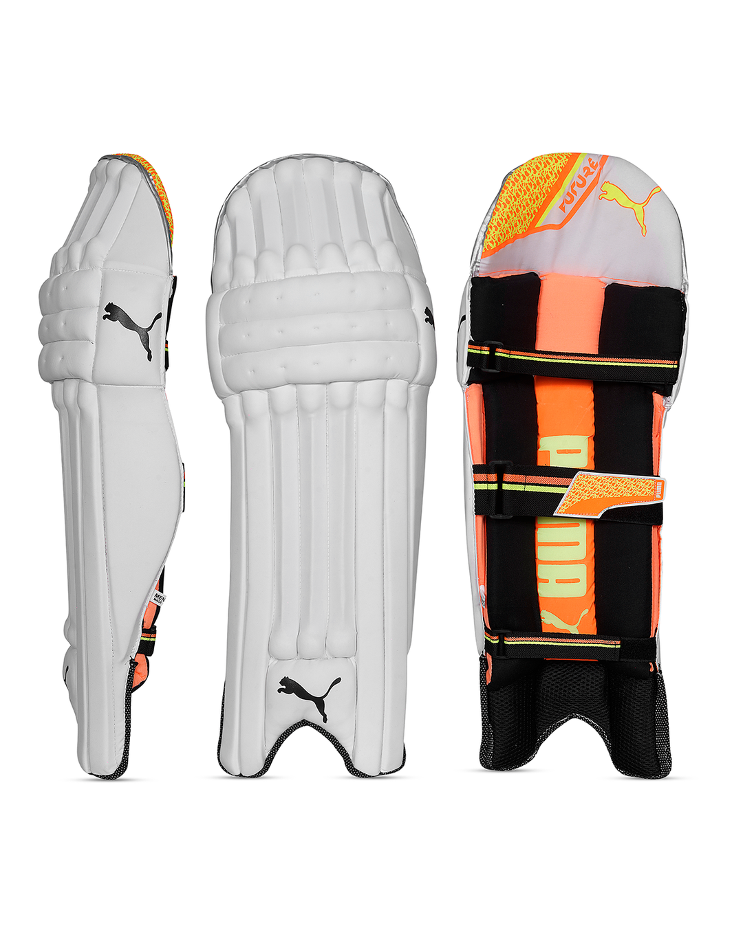 Puma Future 3 Cricket Batting Pads - Adult - Fast Yellow-Ultra Orange (2026)