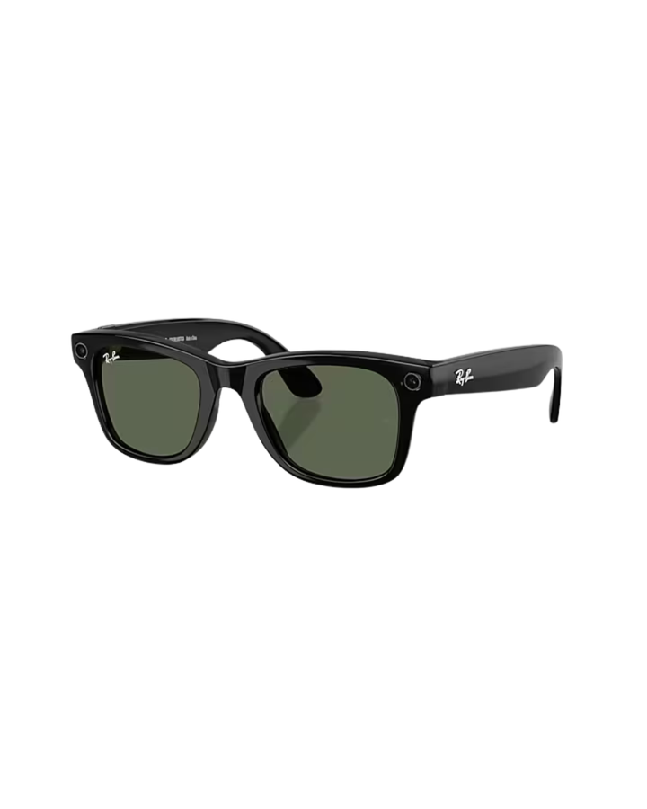 Ray-Ban Wayfarer Meta Sunglasses  (Gen 2) - Shiny Black Frame - G-15 Green