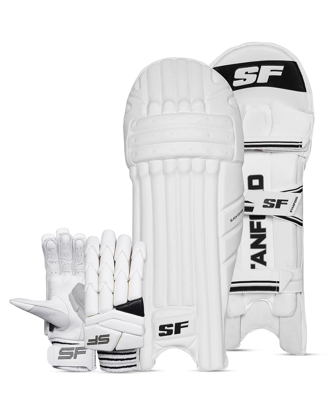 SF Black Edition Batting Pads and Gloves Bundle - Adult