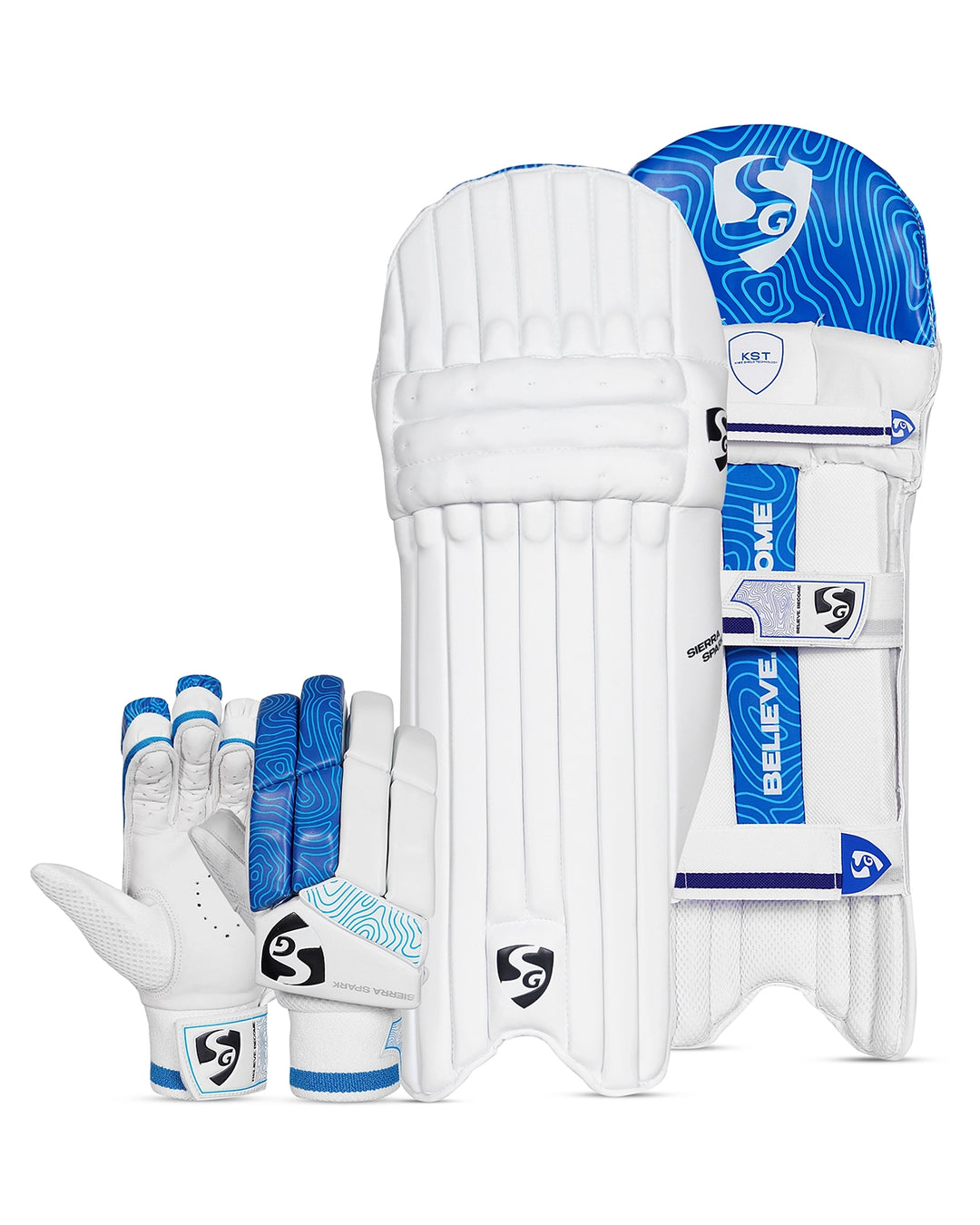SG Sierra Spark Batting Pads and Gloves Bundle - Junior