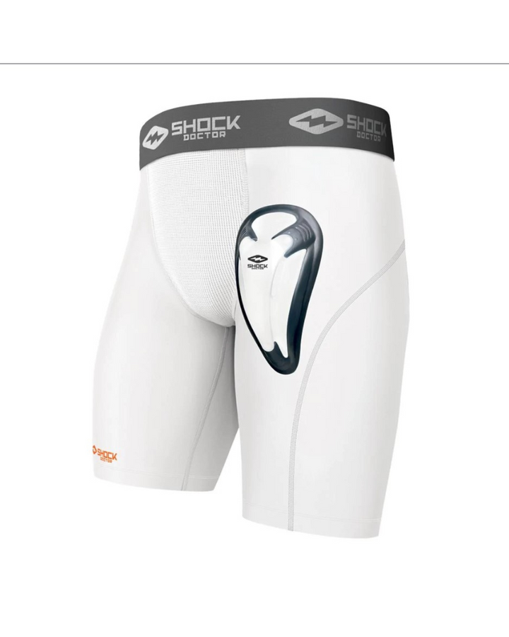 Shock Doctor Core Compression Short with Bio Flex Cup - White