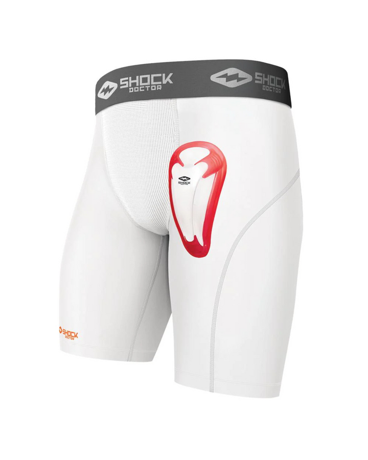 Shock Doctor Core Compression Short with Bio Flex Cup - White