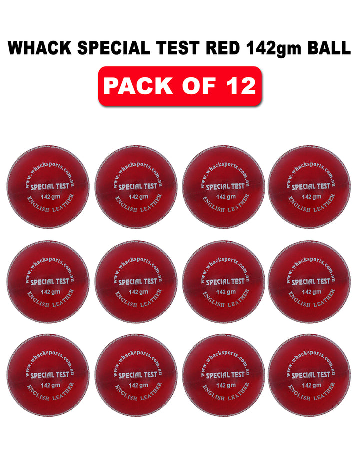 WHACK 4pc Special Test Leather Cricket Ball Bundle - 142gm - Pack of 6x or 12x