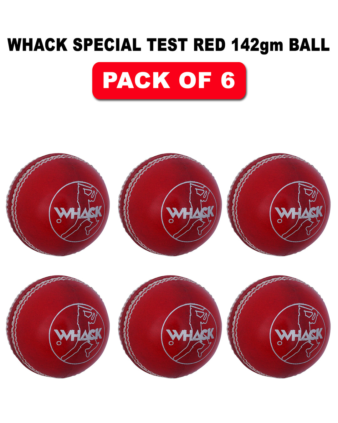 WHACK 4pc Special Test Leather Cricket Ball Bundle - 142gm - Pack of 6x or 12x
