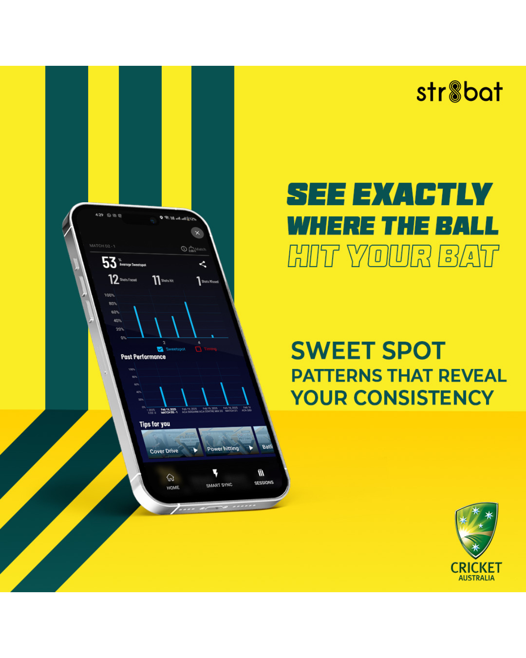 Str8bat Pro Cricket Bat Smart Sticker v2.0